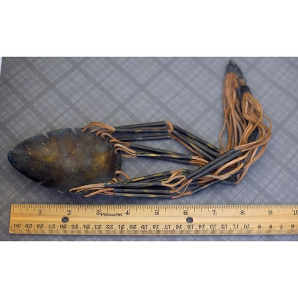 Huge Vintage Boho Black and Gold Necklace 20 inch, G38 - Picture 3 of 3